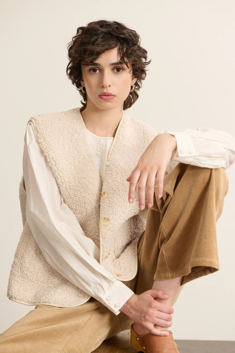 CHALECO BORREGUILLO POLA COLOR CRUDO 5